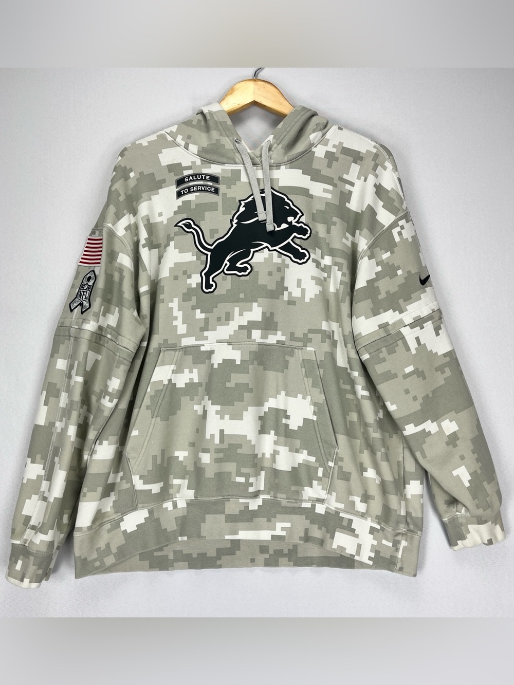 Nike NFL Detroit Lions Salute to Service Hoodie Men’s M Camo Print Sweatshirt